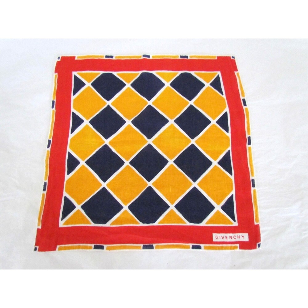 Vintage 1970s Givenchy Handkerchief Neckerchief Bandana Pocket Square Harlequin